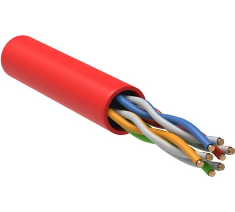 Витая пара IEK ITK  U/UTP кат.5E 4x2х24AWG LSZH красный 305м LC1-C5E04-124