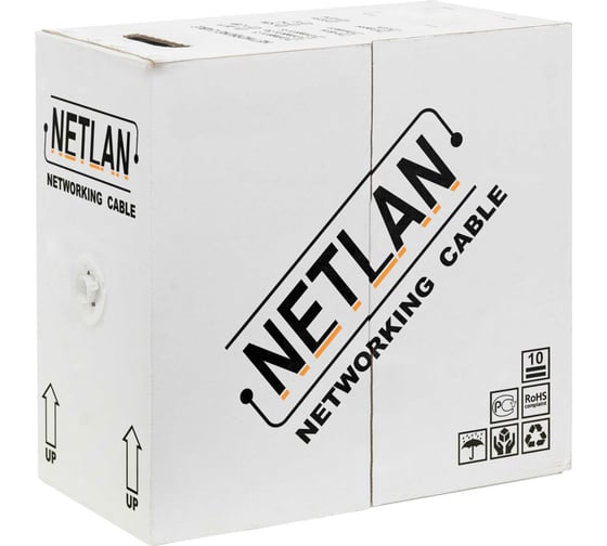 Кабель NETLAN U/UTP 4 пары, Кат.5e, одножильный, CCA, внешний, 305м CCA-UU004-5E-PE-BK