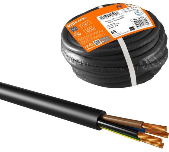 Провод TDM ПВС 4х2,5 ГОСТ 20м, черный SQ0118-0338