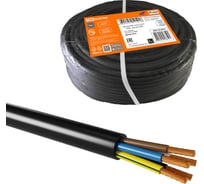 Провод ПВС TDM ELECTRIC 5х0,75 ГОСТ 50м, черный SQ0118-0373