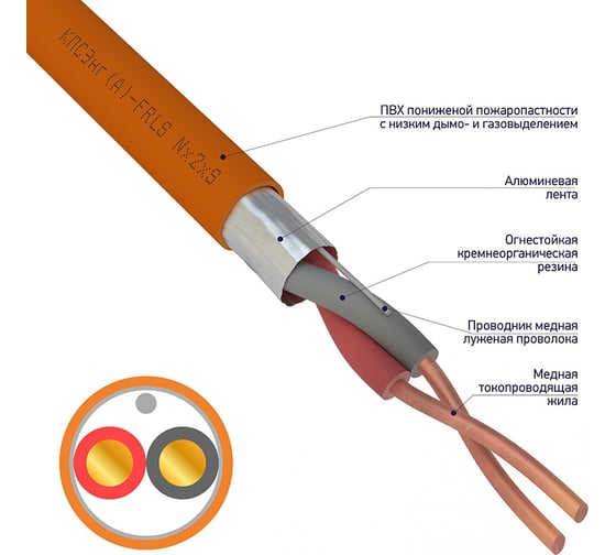 Огнестойкий кабель REXANT КПСЭнг(А)-FRLS 1x2x1,00 мм2, бухта 200 м 01-4904-1