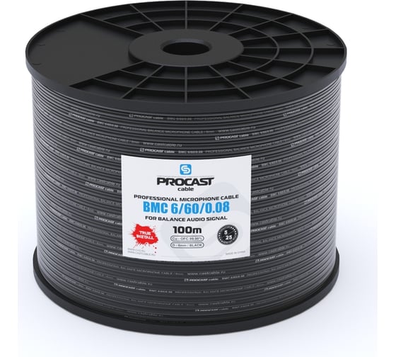 Балансный микрофонный кабель PROCAST cable BMC 6/60/0,08.5, 6mm, XLPE изоляция, 5 м НФ-00001849