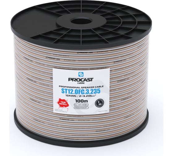 Акустический кабель PROCAST cable ST 12.OFC.3,235.15, 14AWG 2x3,235mm2, прозрачный, 15 м НФ-00001803