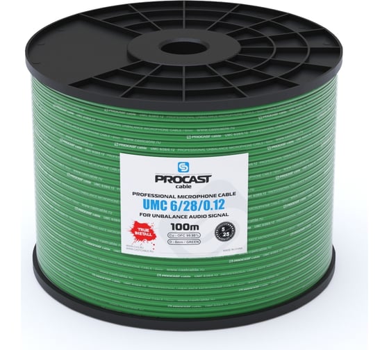Небалансный микрофонный кабель PROCAST cable UMC 6/28/0,12.10, 6mm, зеленый, 10м НФ-00001832
