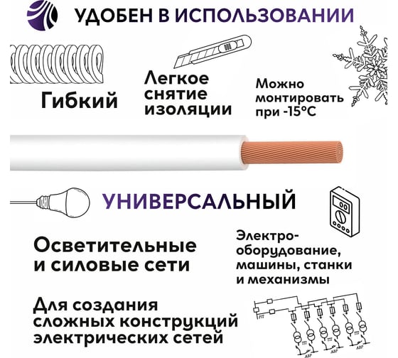 Провод ОРЕОЛ ПуГВ нг А LS 1х1,5 белый 100м 00-00004465