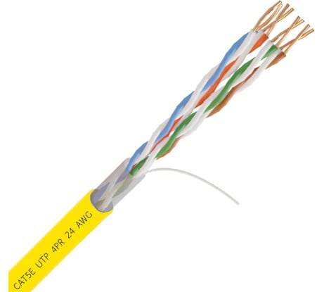 Омедненный кабель Netlink NL-CCA UTP 4PR 24 AWG CAT5е 305м внутренний, желтый УТ-00000568