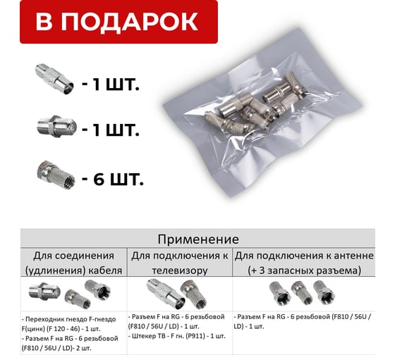 Внутренний коаксиальный кабель TWIST RG-6U, 75 Ом CCA, черный, 50м COAX-RG6-CСS-48-IN-BL-50