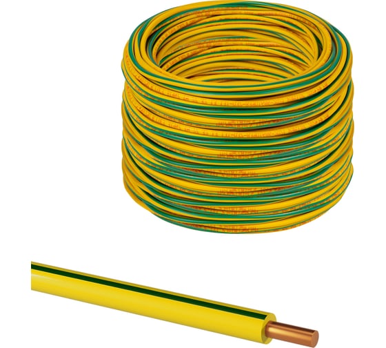 Провод ПуВ TDM ELECTRIC (ПВ-1) 1x0,75 ГОСТ (1000м), желто-зеленый SQ0124-0207