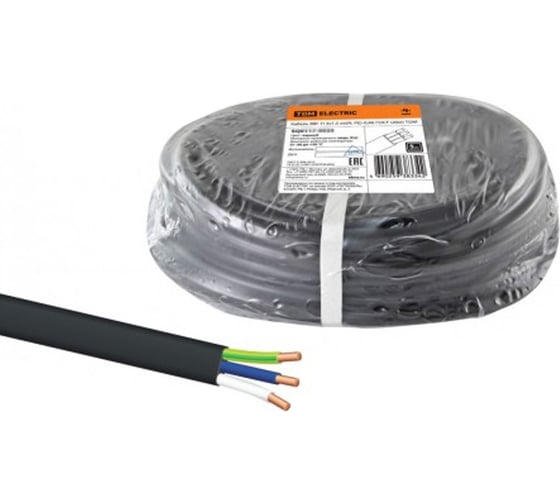 Провод TDM ВВГмб-П нг(А)-LS 3x6, 220/380, 100м, Народный SQ0117-1428
