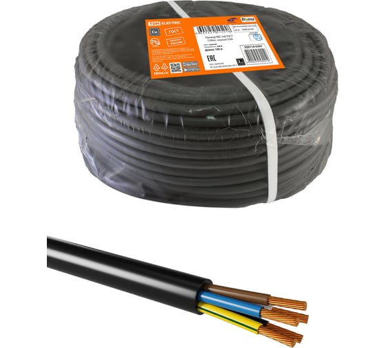 Провод ПВС 5x6 ГОСТ (100м), черный TDM ELECTRIC SQ0118-0394