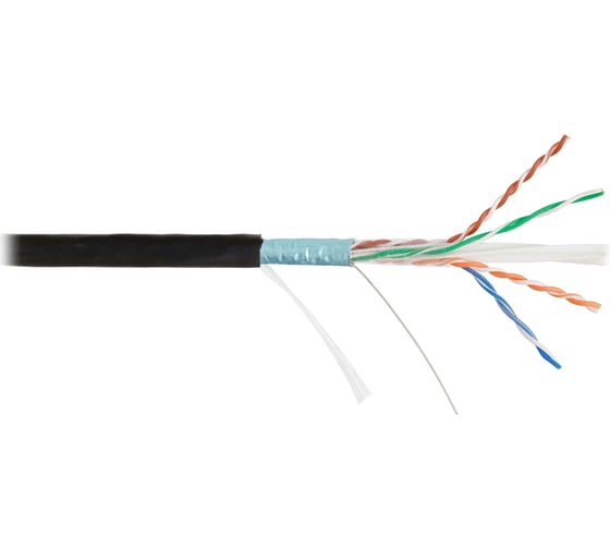 Кабель NIKOLAN F/UTP 4 пары, категория 6а, одножильный, медный, 0,57мм, внешний, PE, черный, 500м NKL 4255B-BK 1