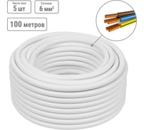 Провод TDM ELECTRIC ПВСмб 5х6 100м, белый Народный SQ0118-0940