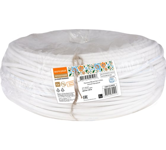 Провод TDM ELECTRIC ПВСмб 4х6 100м, белый Народный SQ0118-0938