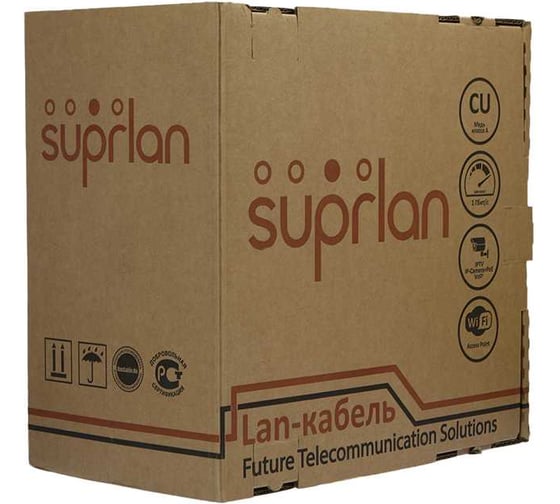 Сетевой интернет кабель витая пара SUPRLAN медный экранированный Median FTP Cat.5e 4x2xAWG24 Cu PE внешний T-FG8 (трос) 305м 01-1035-1