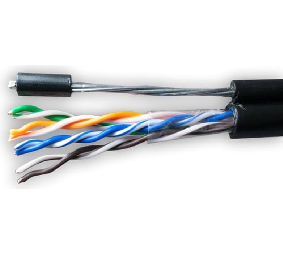 Сетевой интернет кабель витая пара SUPRLAN медный экранированный Median FTP Cat.5e 4x2xAWG24 Cu PE внешний T-FG8 (трос) 305м 01-1035-1