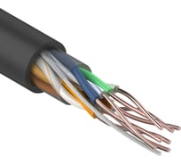 Кабель витая пара REXANT U/UTP, CAT 5e, LSZH нг(А)-HF, 4PR, 24AWG, внешний, черный, 305 м 01-0065