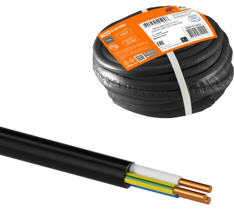 Кабель TDM ELECTRIC ввгнг(а)-ls 3x1,5 ок(n, pe)-0,66 гост (10м) SQ0117-0435