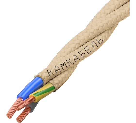 Ретро-провод Камкабель КГВс 3х1,5 мм 50 м бежевый 231ЯO30F)5000Е00050М