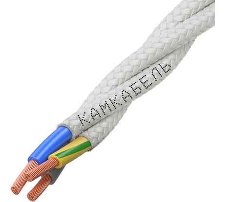 Ретро-провод Камкабель КГВс 3х2,5 мм 50 м белый 231ЯN30H)5000Е00050М