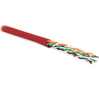 Кабель витая пара Hyperline UUTP4-C5E-P24-IN-PVC-RD-305 (305 м) неэкранированная U/UTP, категория 5e, 4 пары (24 AWG), многожильный (patсh), PVC, -20C – +75C, красный 236314