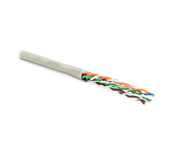 Кабель витая пара Hyperline UUTP4-C5E-P24-IN-PVC-GY-305 (305 м) неэкранированная U/UTP, категория 5e, 4 пары (24 AWG), многожильный (patсh), PVC, -20C – +75C, серый 236310