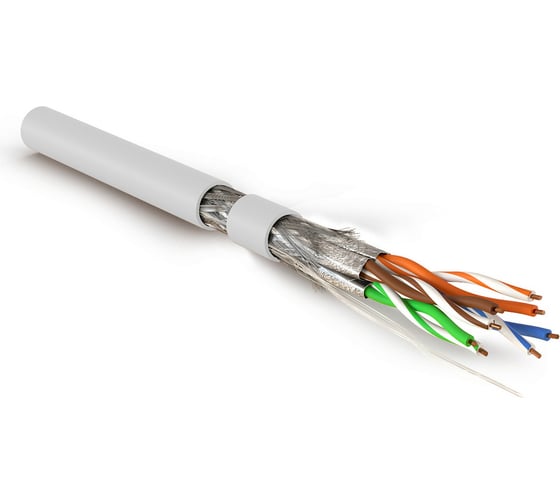 Кабель витая пара Hyperline SFTP4-C7A-S23-IN-LSZH-WH-500 (500 м) экранированная S/FTP, категория 7A (1000MHz), 4 пары (23 AWG), одножильный (solid), LSZH (нг(А)-HF), белый 445131