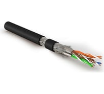 Кабель витая пара Hyperline SFTP4-C7-P26-IN-LSZH-BK-500 (500 м) экранированная S/FTP, категория 7 (600 MHz), 4 пары (26 AWG), многожильный (patch), LSZH, нг(A)-HF, черный 445152