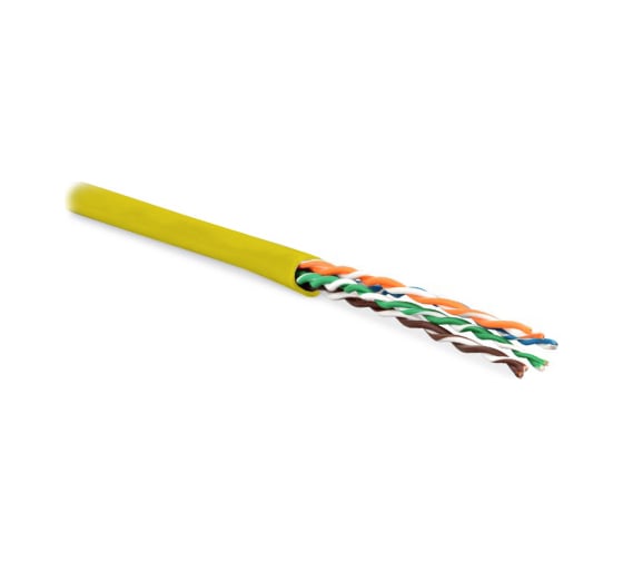 Кабель витая пара Hyperline UUTP4-C5E-P24-IN-PVC-YL-305 (305 м) неэкранированная U/UTP, категория 5e, 4 пары (24 AWG), многожильный (patсh), PVC, -20C – +75C, желтый 236316