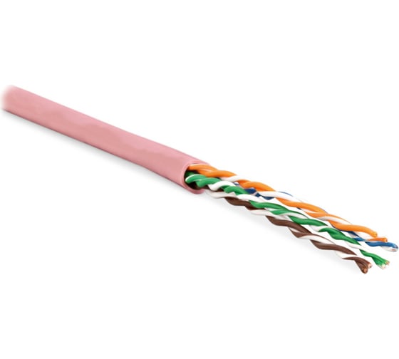 Кабель витая пара Hyperline UUTP4-C5E-P24-IN-PVC-PK-305 (305 м) неэкранированная U/UTP, категория 5e, 4 пары (24 AWG), многожильный (patсh), PVC, -20C – +75C, розовый 236313