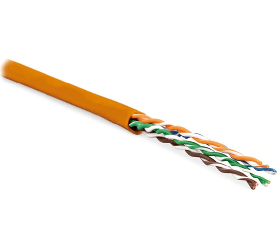 Кабель витая пара Hyperline UUTP4-C5E-P24-IN-PVC-OR-305 (305 м) неэкранированная U/UTP, категория 5e, 4 пары (24 AWG), многожильный (patсh), PVC, -20C – +75C, оранжевый 236312