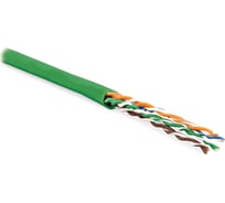 Кабель витая пара Hyperline UUTP4-C5E-P24-IN-LSZH-GN-305 (305 м) неэкранированная U/UTP, категория 5e, 4 пары (24 AWG), многожильный (patсh), LSZH, нг(А)-HF, -20C– +75C, зеленый 236870