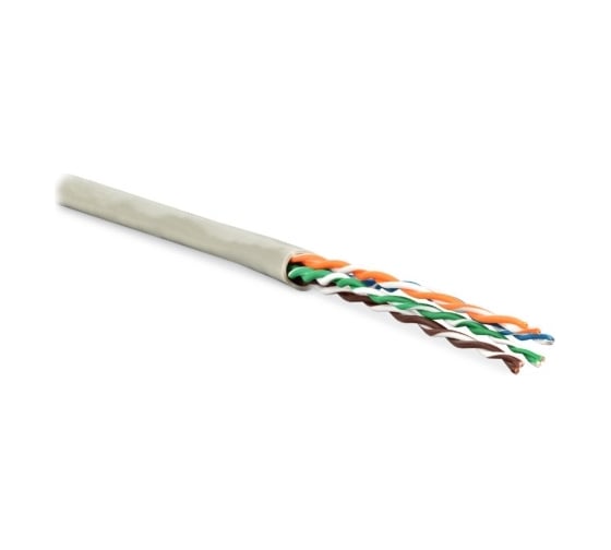 Кабель витая пара Hyperline UUTP4-C6-P24-NCR-IN-LSZH-GY-305 (305 м) неэкранированная U/UTP, категория 6, 4 пары (24 AWG), многожильный (patсh), без разделителя, LSZH, нг(А)-HF, –20C–+75C, се