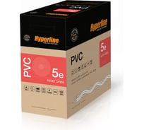 Кабель витая пара Hyperline UUTP4-C5E-S24-IN-PVC-OR-305 (305 м) неэкранированная U/UTP, категория 5e, 4 пары (24 AWG), одножильный (solid), PVC, -20C – +70C, оранжевый - гарантия: 15 лет компонентная, 25 лет системная 42016