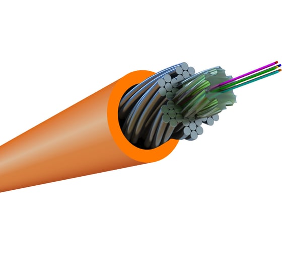 Волоконно-оптический кабель Hyperline FO-AWS1-IN-62-1-LSZH-OR 62.5/125 (OM1) многомодовый, 1 волокно, супергибкий, бронированный, волокна в канате из стальных проволок, гелезаполненный, внут 1