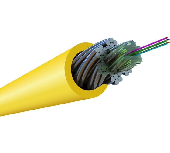 Волоконно-оптический кабель Hyperline FO-AWS1-IN-9-1-LSZH-YL 9/125 (G.652D) одномодовый, 1 волокно, супергибкий, бронированный, волокна в канате из стальных проволок, гелезаполненный, внутре 1