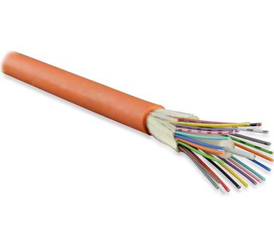 Волоконно-оптический кабель Hyperline FO-DT-IN-50-24-PVC-OR (FO-D-IN-50-24-FRPVC) 50/125 (OM2) многомодовый, 24 волокна, плотное буферное покрытие (tight buffer), для внутренней прокладки, P