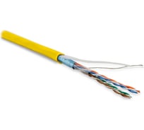 Экранированный кабель витая пара Hyperline FUTP4-C5E-P26-IN-LSZH-YL-305 (305 м) F/UTP, категория 5e, 4 пары (26 AWG), многожильный (patch), экран - фольга, LSZH, нг(А)-HF, –20C – +75C, желты