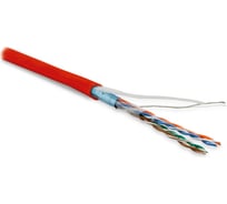 Экранированный кабель витая пара Hyperline FUTP4-C5E-P26-IN-LSZH-RD-305 (305 м) F/UTP, категория 5e, 4 пары (26 AWG), многожильный (patch), экран - фольга, LSZH, нг(А)-HF, –20C – +75C, красн