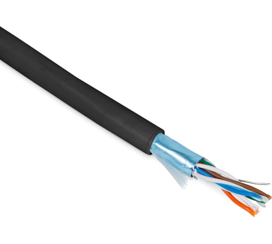 Экранированный кабель витая пара Hyperline FUTP4-C5E-P26-IN-PVC-BK-305 (305 м) F/UTP, категории 5e, 4 пары (26 AWG), многожильный (patch), экран - фольга, PVC, –20C – +75C, черный 236278