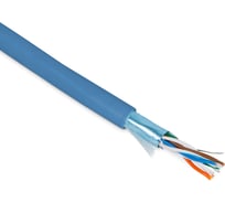 Экранированный кабель витая пара Hyperline FUTP4-C5E-P26-IN-PVC-BL-305 (305 м) F/UTP, категории 5e, 4 пары (26 AWG), многожильный (patch), экран - фольга, PVC, –20C – +75C, синий 236279
