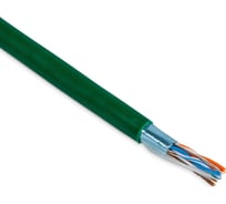 Экранированный кабель витая пара Hyperline FUTP4-C5E-P26-IN-PVC-GN-305 (305 м) F/UTP, категории 5e, 4 пары (26 AWG), многожильный (patch), экран - фольга, PVC, –20C– +75C, зеленый 236280