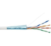Экранированный кабель витая пара Hyperline FUTP4-C5E-S24-IN-PVC-WH-305 (305 м) F/UTP, категория 5e, 4 пары (24 AWG), одножильный (solid), экран - фольга, PVC, –20C – +75C, белый - гарантия: 