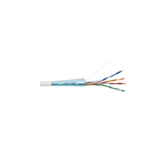 Экранированный кабель витая пара Hyperline FUTP4-C5E-S24-IN-PVC-WH-305 (305 м) F/UTP, категория 5e, 4 пары (24 AWG), одножильный (solid), экран - фольга, PVC, –20C – +75C, белый - гарантия: 