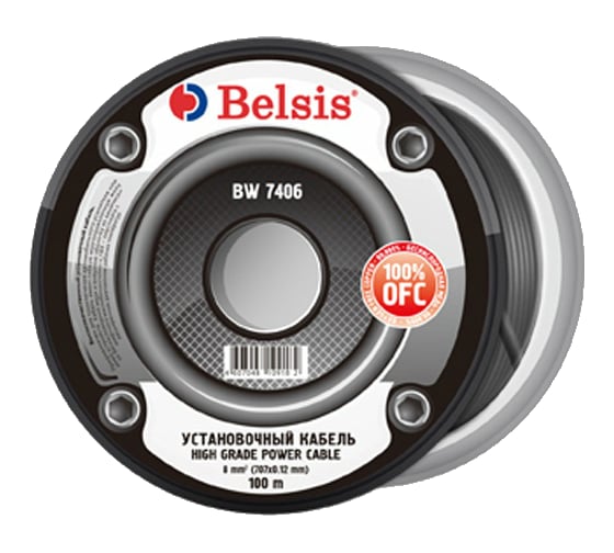 Автомобильный силовой кабель 8мм2 8 Ga, чёрный Belsis BW7406