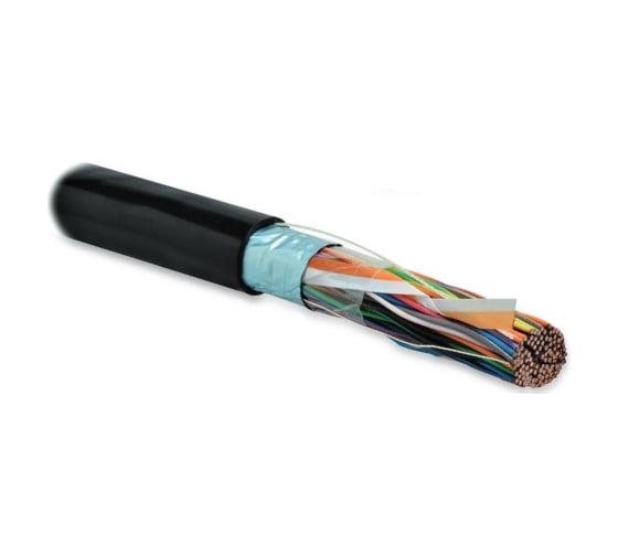 Экранированный кабель витая пара Hyperline FUTP10-C3-S24-OUT-PE-BK F/UTP, категория 3, 10 пар (24 AWG), одножильный (solid), экран - фольга, внешний, PE, -40C - +60C, черный 19894