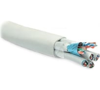Экранированный кабель витая пара Hyperline FUTP16W-C5-S24-IN-LSZH-GY F/UTP, категория 5, 16 пар (4 пары (24 AWG)х4), одножильный (solid), каждый 4х парник: экран-фольга, LSZH оболочка, LSZH