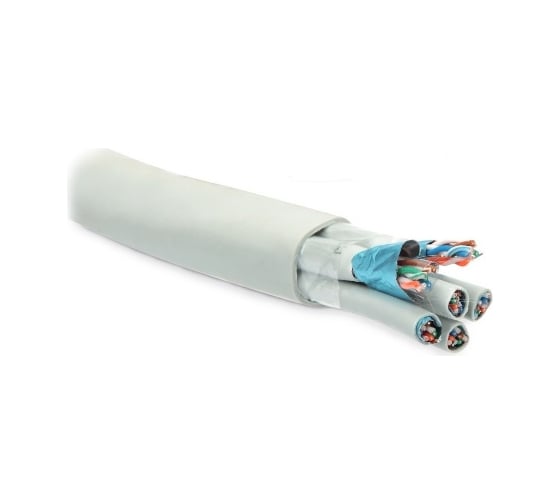 Экранированный кабель витая пара Hyperline FUTP24W-C5-S24-IN-LSZH-GY F/UTP, категория 5, 24 пары (4 пары (24 AWG)х6), одножильный (solid), каждый 4х парник: экран - фольга и LSZH оболочка, L
