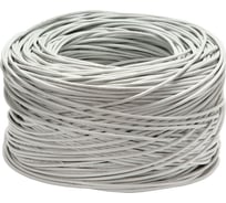 Кабель витая пара UTP (U/UTP) Cabeus категория 5e, 2 пары (24 AWG) , одножильный, PVC нг(А)-LS, серый UTP-2P-Cat.5e-SOLID-GY-100