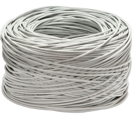 Кабель витая пара UTP (U/UTP) Cabeus категория 5e, 2 пары (24 AWG) , одножильный, PVC нг(А)-LS, серый UTP-2P-Cat.5e-SOLID-GY-100