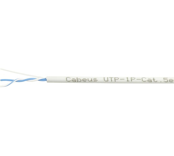 Кабель витая пара (UTP) Cabeus категория 5e, 1 пара (24 AWG), одножильный (solid), LSZH нг(А)-HF, серый (500 м) UTP-1P-Cat.5e-SOLID-LSZH-GY-500